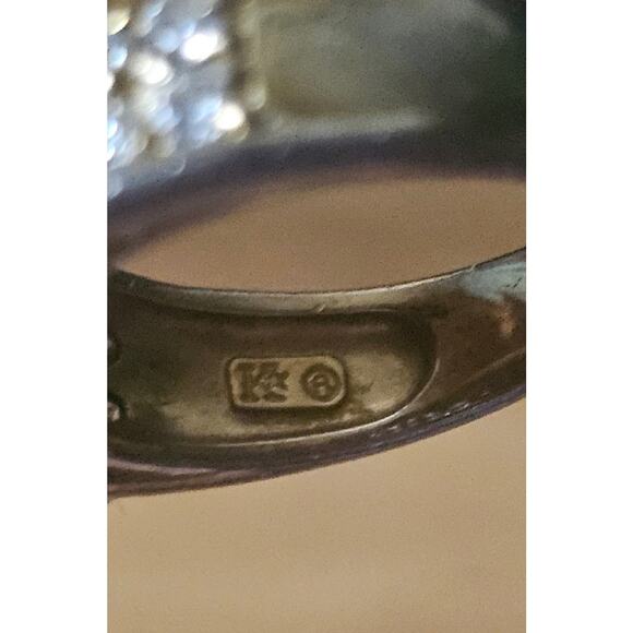 JTV Cushion Cut CZ | Gold Plated Sterling Silver Pavé Band Ring | Size 8 - Picture 6 of 10